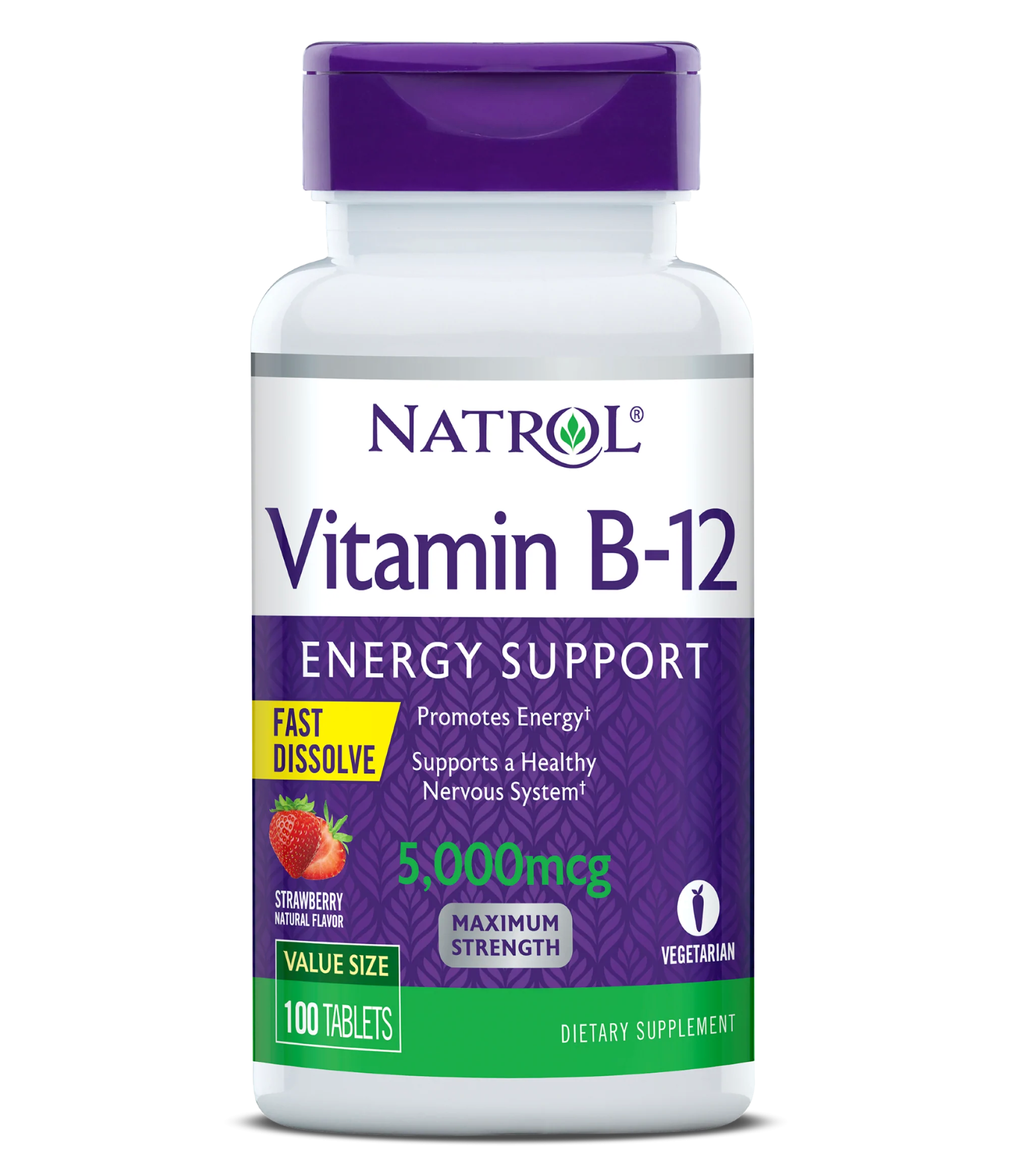 Natrol Vitamin B-12 Fast Dissolve 5000 Mg, 100 Таблеток для рассасывания