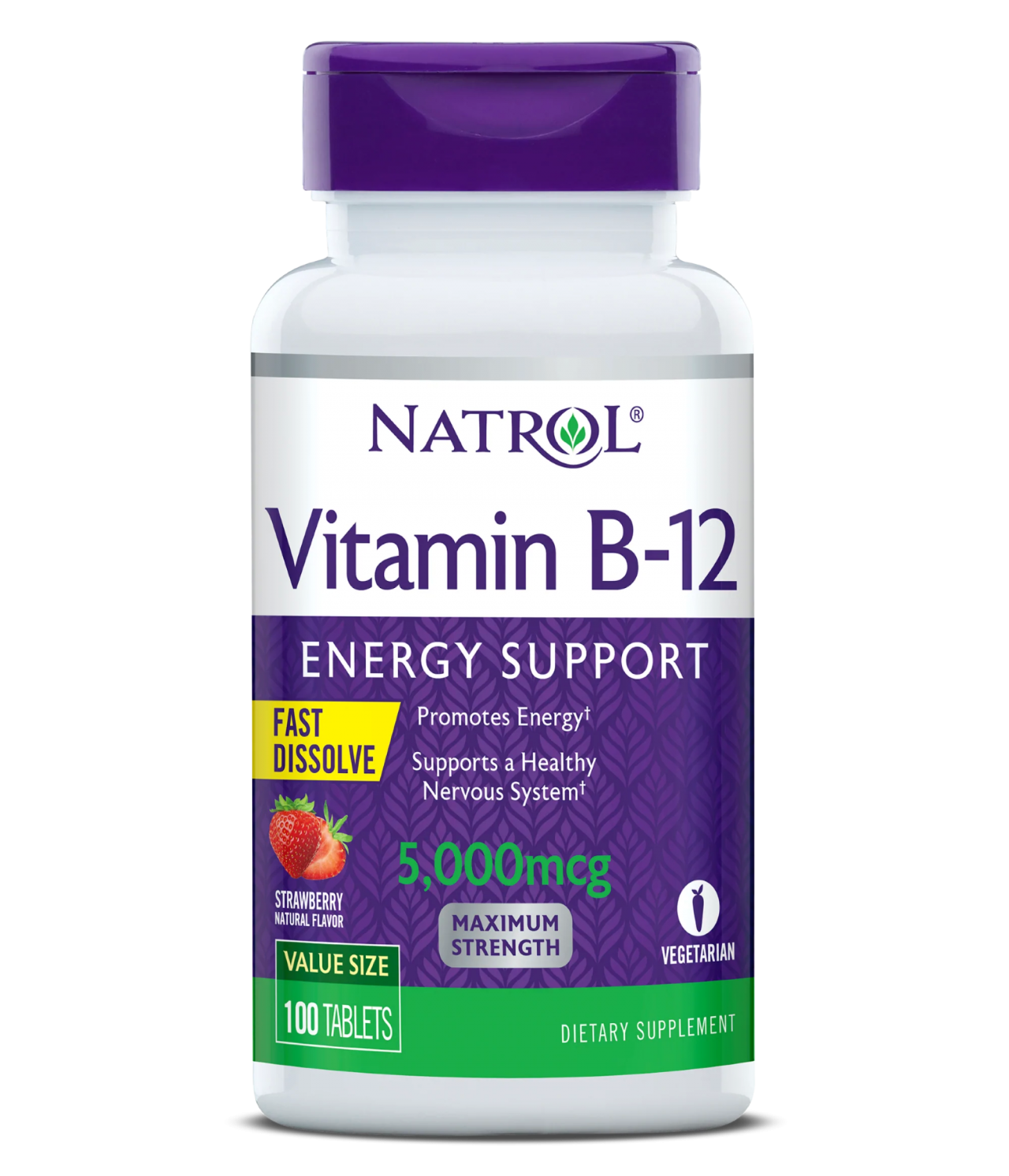 Natrol Vitamin B-12 Fast Dissolve 5000 Mg, 100 Таблеток для рассасывания